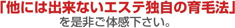 「他には出来ないエステ独自の育毛法」を是非ご体感下さい。